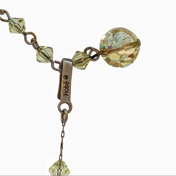 Vintage Hobe jonquil yellow faceted raviolli faceted ab crystal necklace - Picture 15 of 15